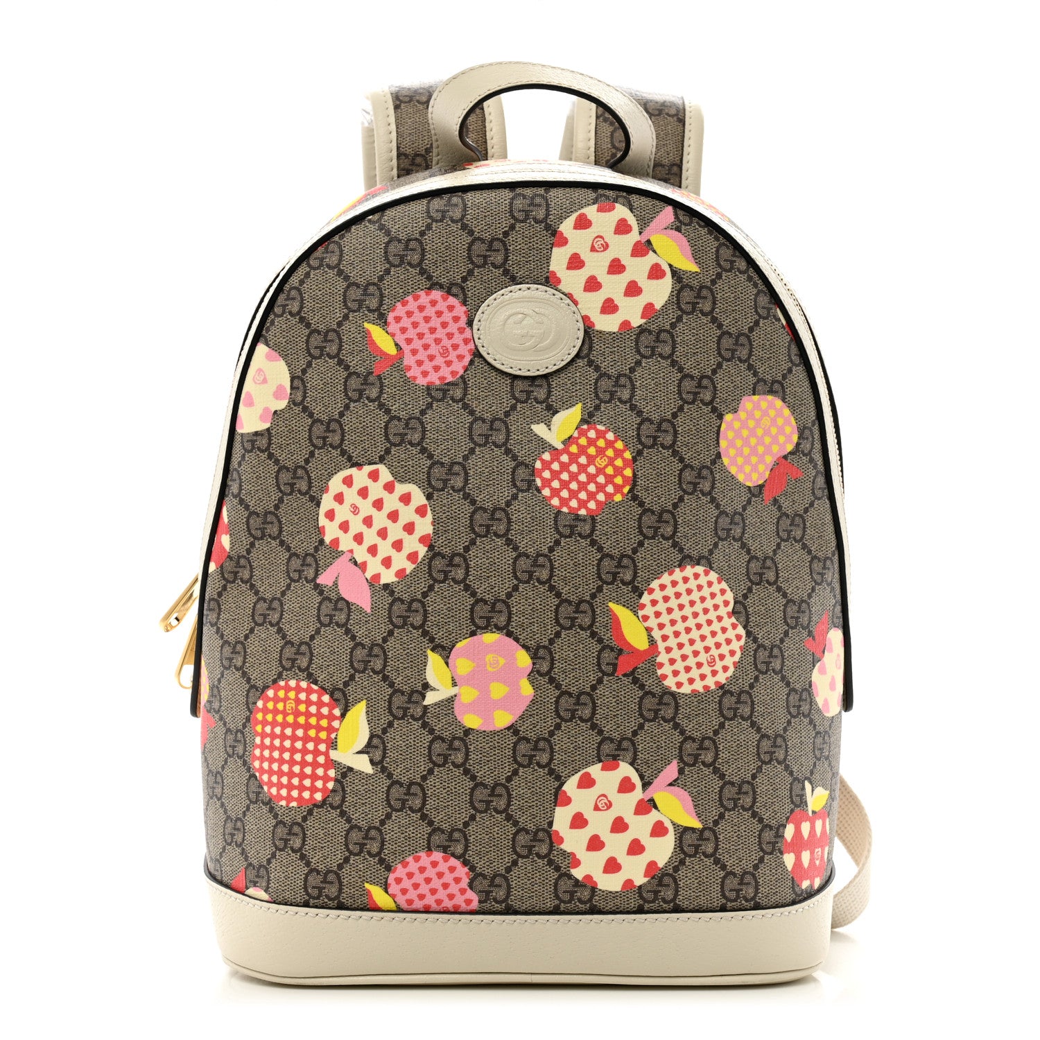 Gucci GG Supreme Monogram Les Pommes Small Retro Interlocking G Dome Backpack Beige Multicolor Mystic White 1 of 12