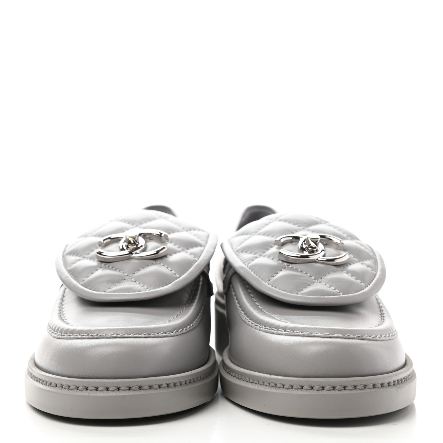 Lambskin Quilted CC Turnlock Loafers 39 Grey
