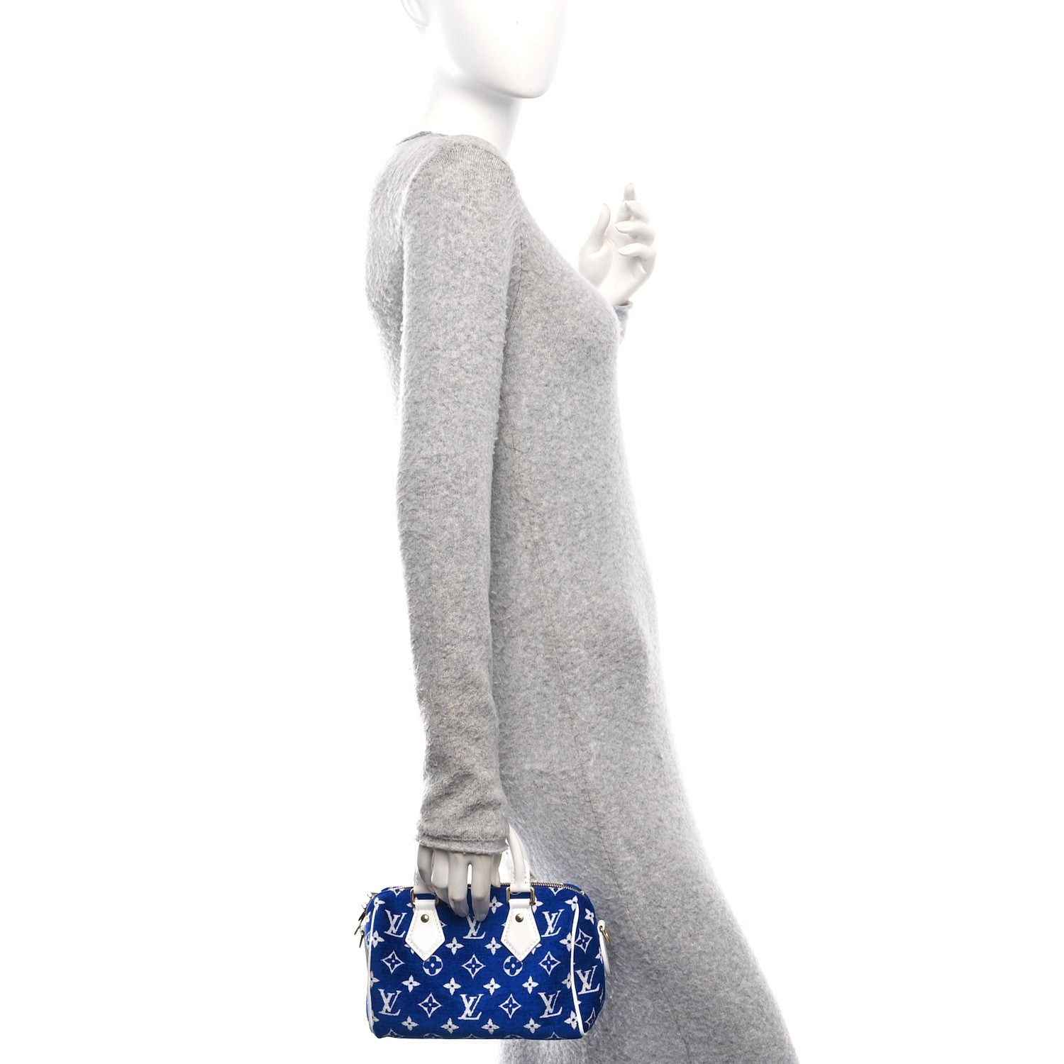 Louis Vuitton Jacquard Velvet Monogram LV Match Speedy Bandouliere 20 Blue 2 of 9