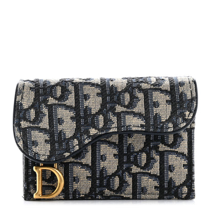 Christian Dior Oblique Saddle Card Holder Blue 1 of 8