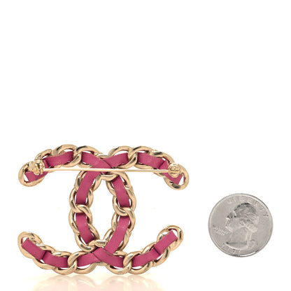 Chanel Lambskin Pearl Chain CC Brooch Pink Gold 2 of 4
