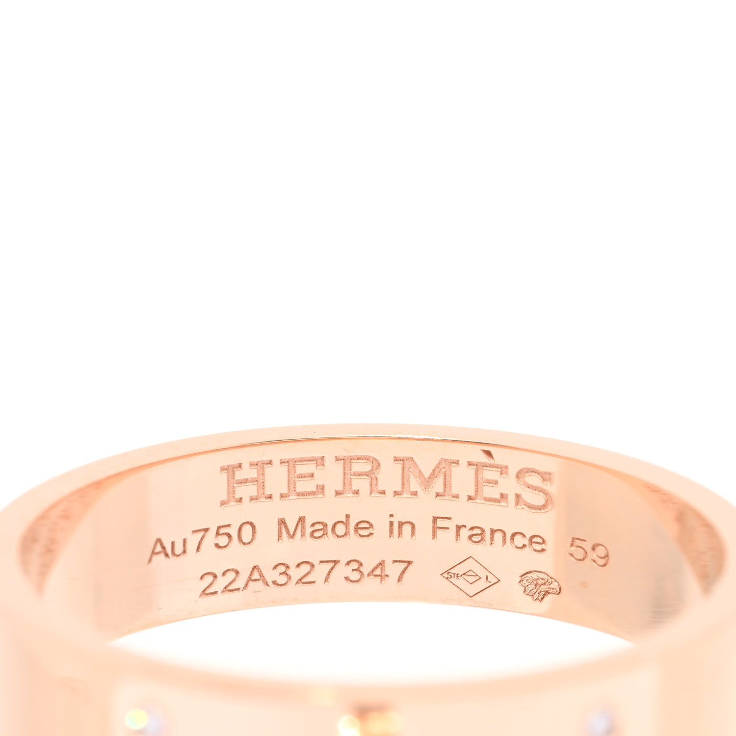 Hermes 18K Rose Gold Diamond PM Kelly Ring 59 8.75 4 of 5
