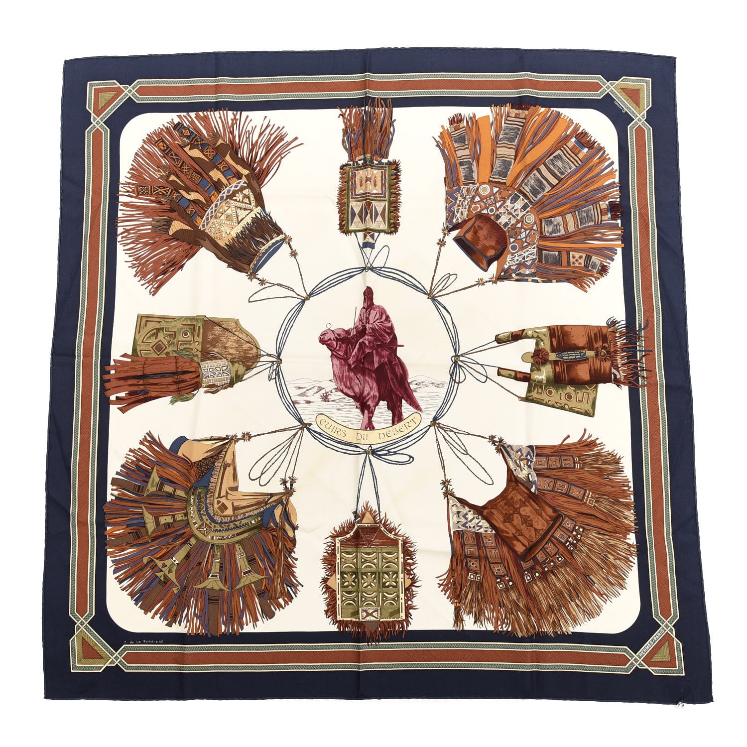 Hermes Silk Cuirs Du Desert Scarf 90 1 of 6