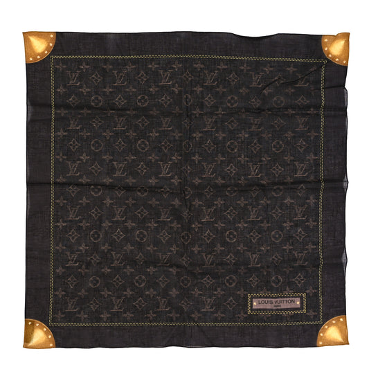 Cotton Denim Monogram Scarf Ebene