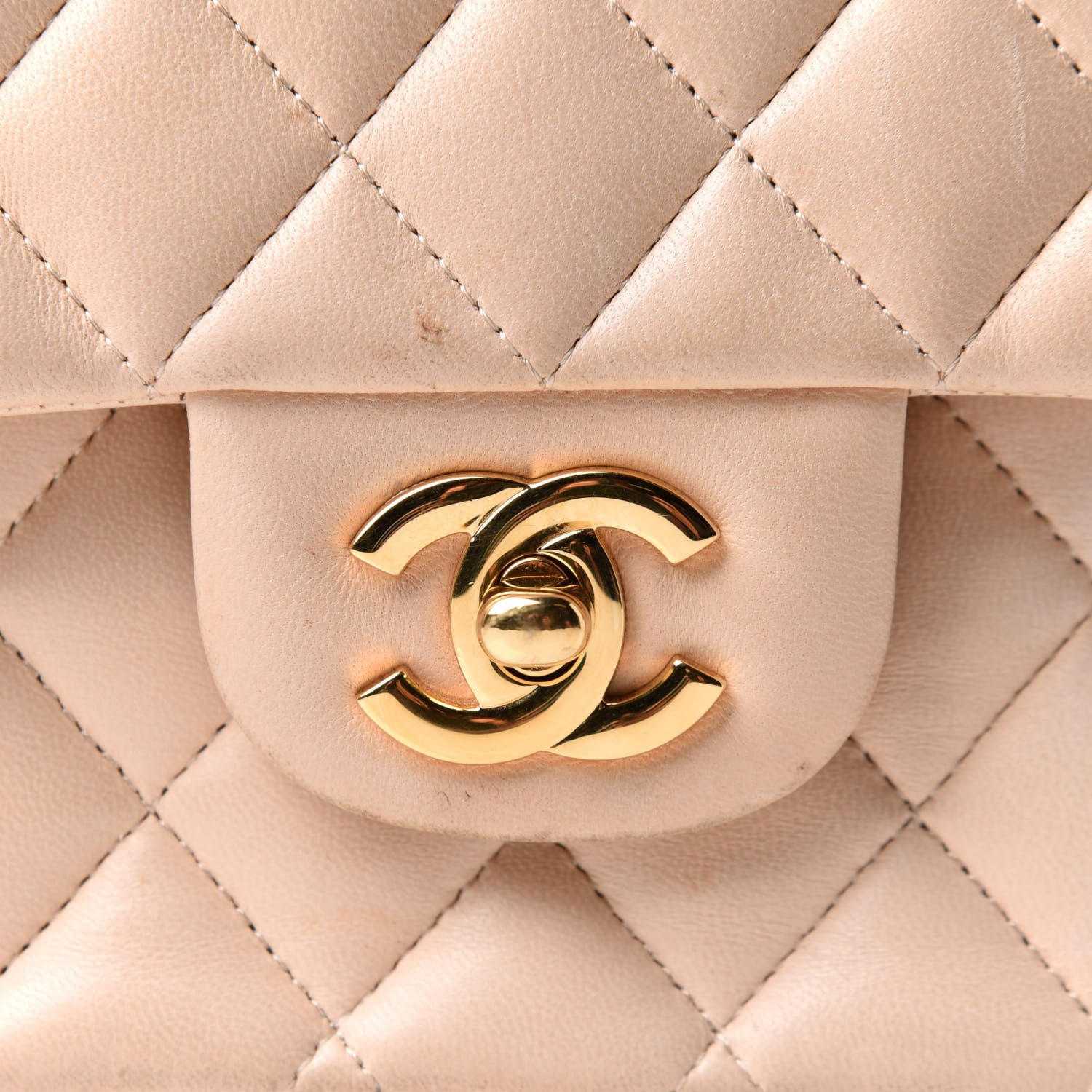 Chanel Lambskin Quilted Medium Double Flap Beige 8 of 13