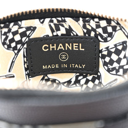 Chanel Caviar Metal Quilted Striated Zip Card Holder Wallet Black 6 of 7