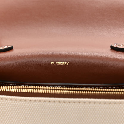 Burberry Cotton Canvas Horseferry Print Small Crossbody Bag White Tan 6 of 9