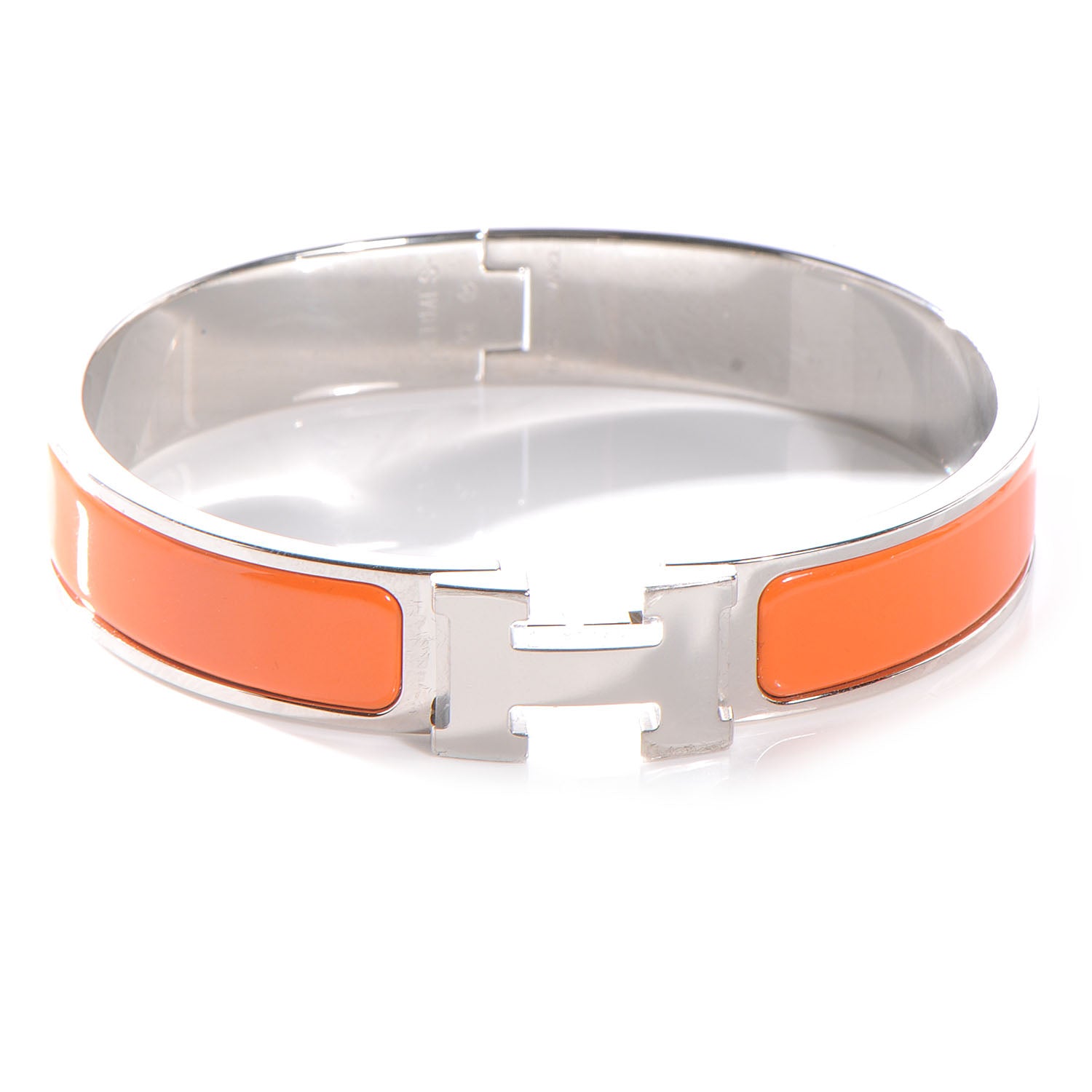 Hermes Narrow Enamel Clic Clac H Bracelet PM Orange 53409