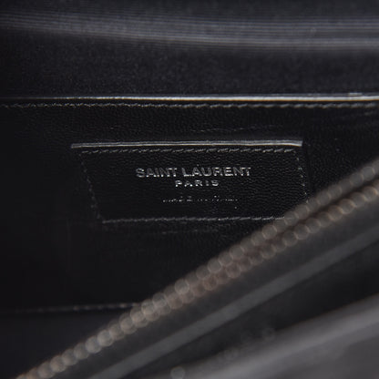 Saint Laurent Sheepskin Matelasse Chevron Monogram Large College Satchel Black 7 of 15