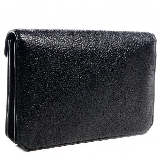 Soft Pebbled Prisma Skeletal Clutch Black