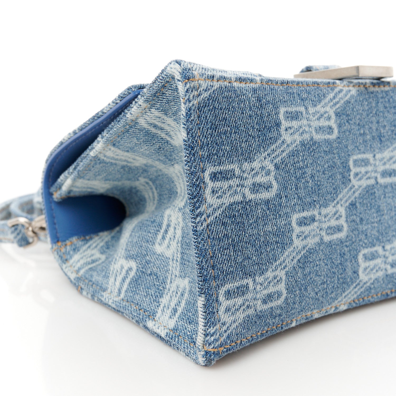 Balenciaga Denim BB Monogram Small Hourglass Top Handle Bag Blue 9 of 10