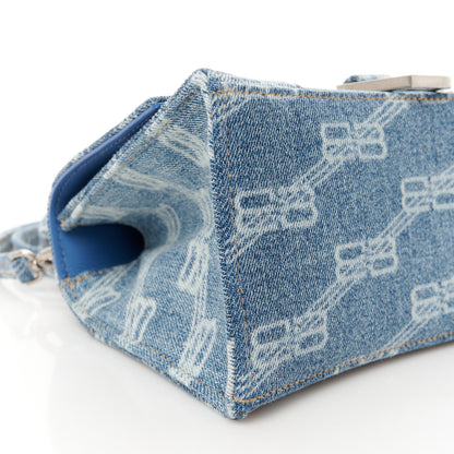 Balenciaga Denim BB Monogram Small Hourglass Top Handle Bag Blue 9 of 10