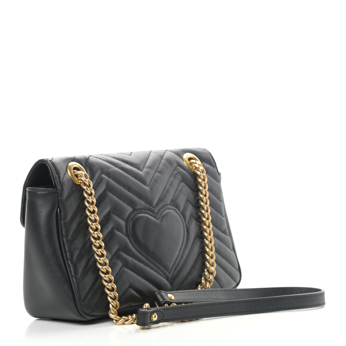 Calfskin Matelasse Small GG Marmont Shoulder Bag Black