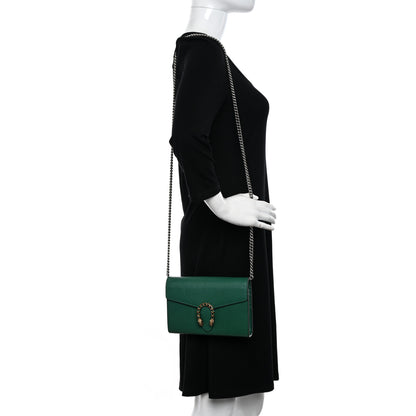Gucci Calfskin Mini Dionysus Chain Wallet Emerald 2 of 10