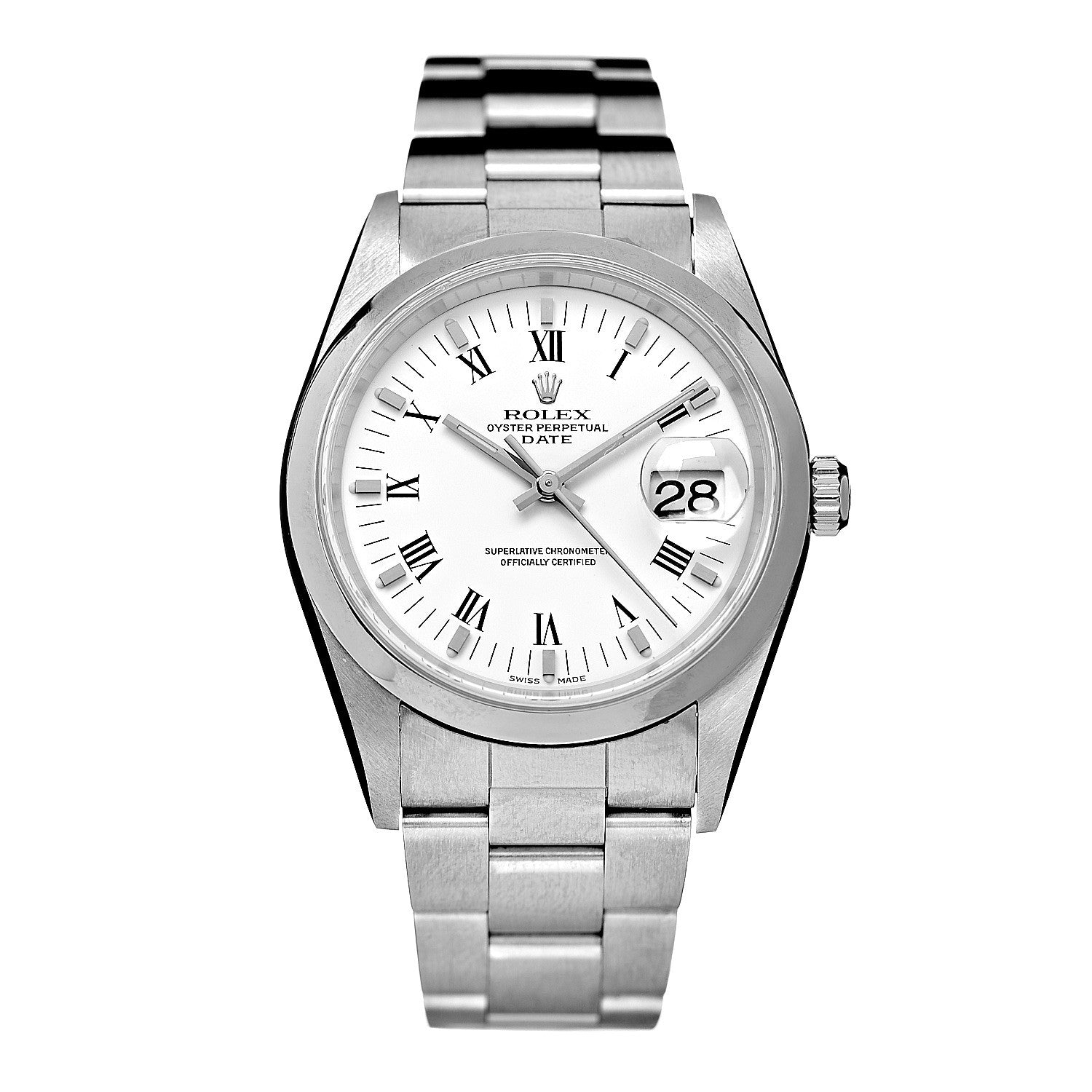 Rolex Stainless Steel 34mm Oyster Perpetual Date Watch White Roman 15200 1 of 8