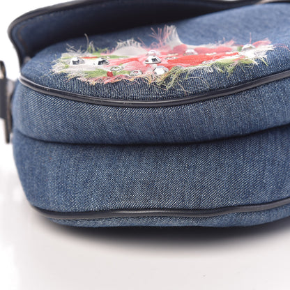 Christian Dior Denim Embroidered Saddle Bag Blue Multi 9 of 10