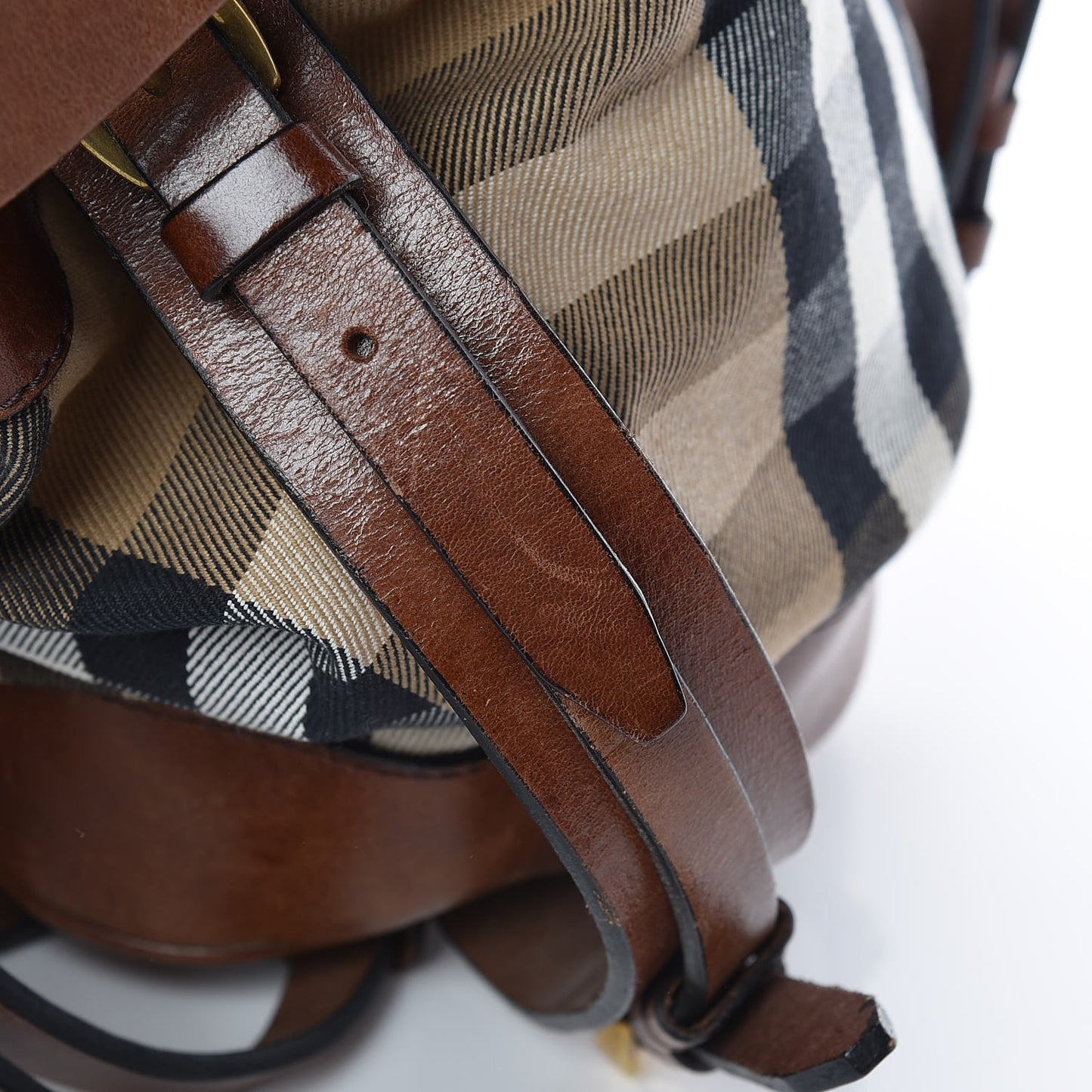 House Check Bridle Calfskin Rowan Tote Dark Tan