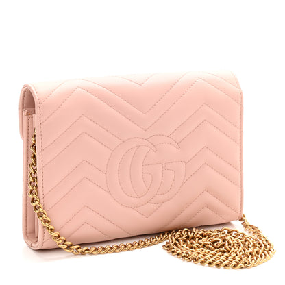 Gucci Calfskin Matelasse GG Marmont Chain Wallet Perfect Pink 3 of 11