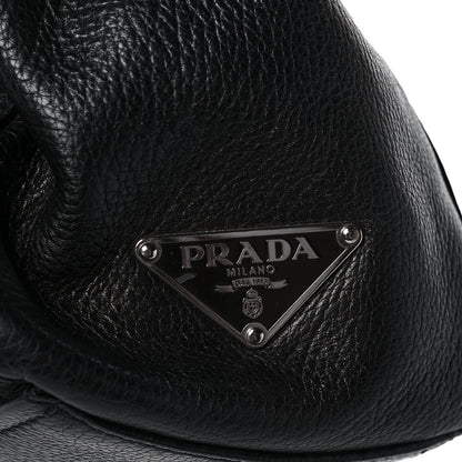 Prada Royal Calf Easy Foldover Pushlock Satchel Black 8 of 12