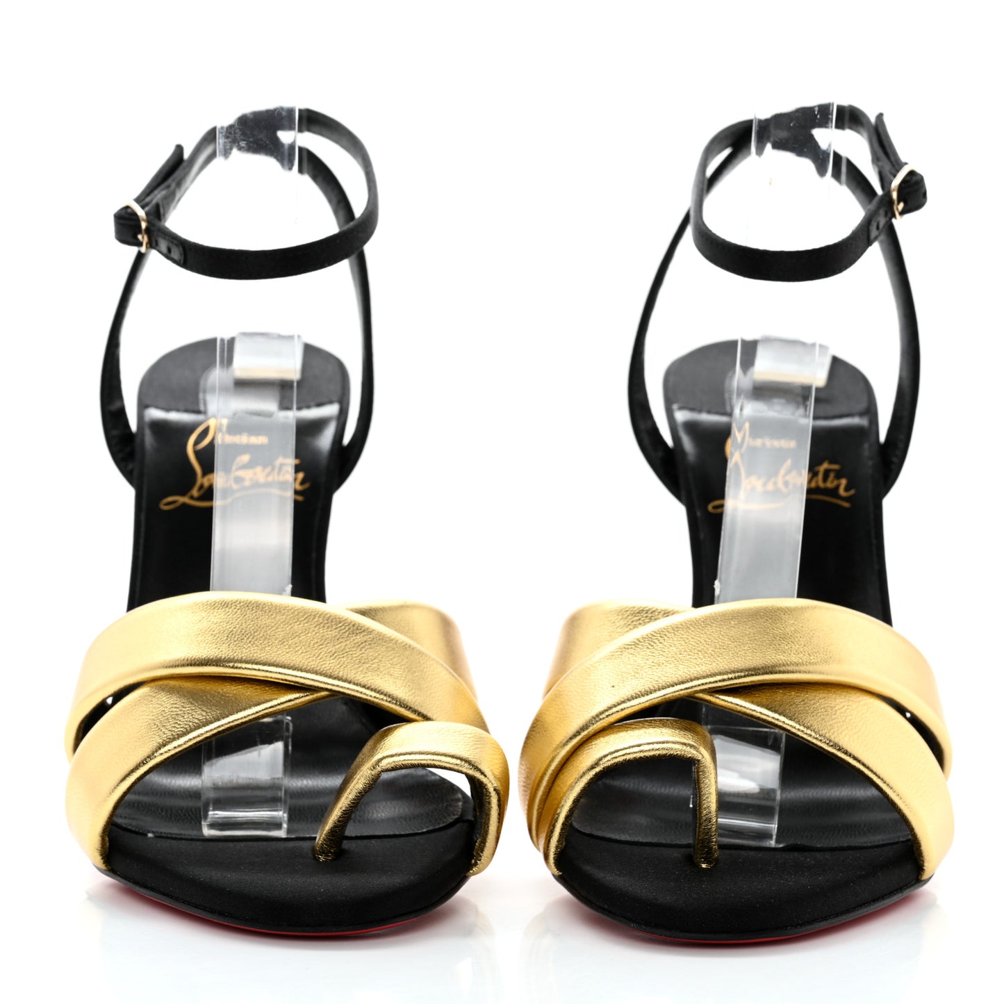 Metallic Nappa Laminato Just Me 100 Sandals 35 Black Gold