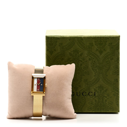 Gucci Stainless Steel Mother of Pearl 21mm Web G-Frame Mesh Quartz Watch Blue 5 of 5