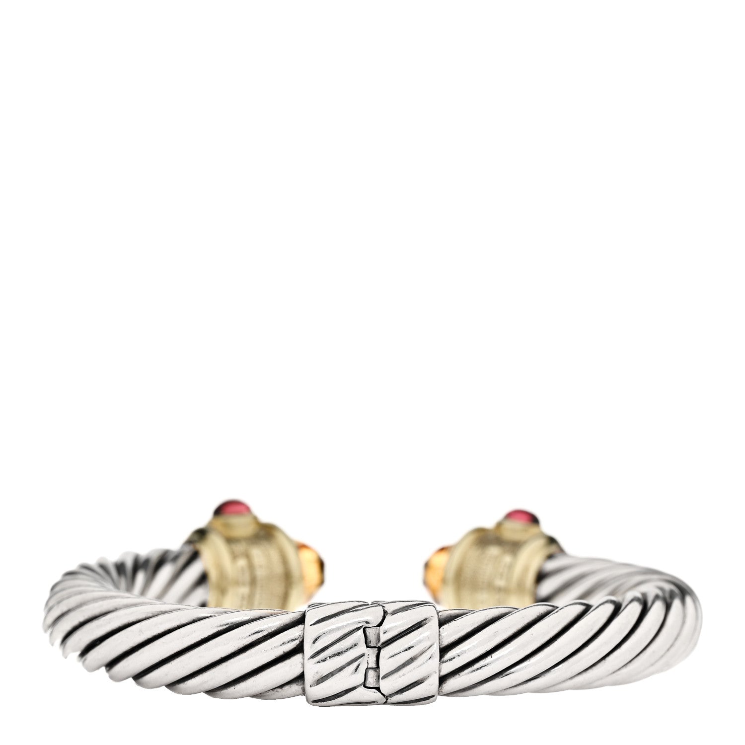David Yurman Sterling Silver 14K Yellow Gold Citrine Iolite Garnet 10mm Cable Renaissance Bracelet 3 of 4