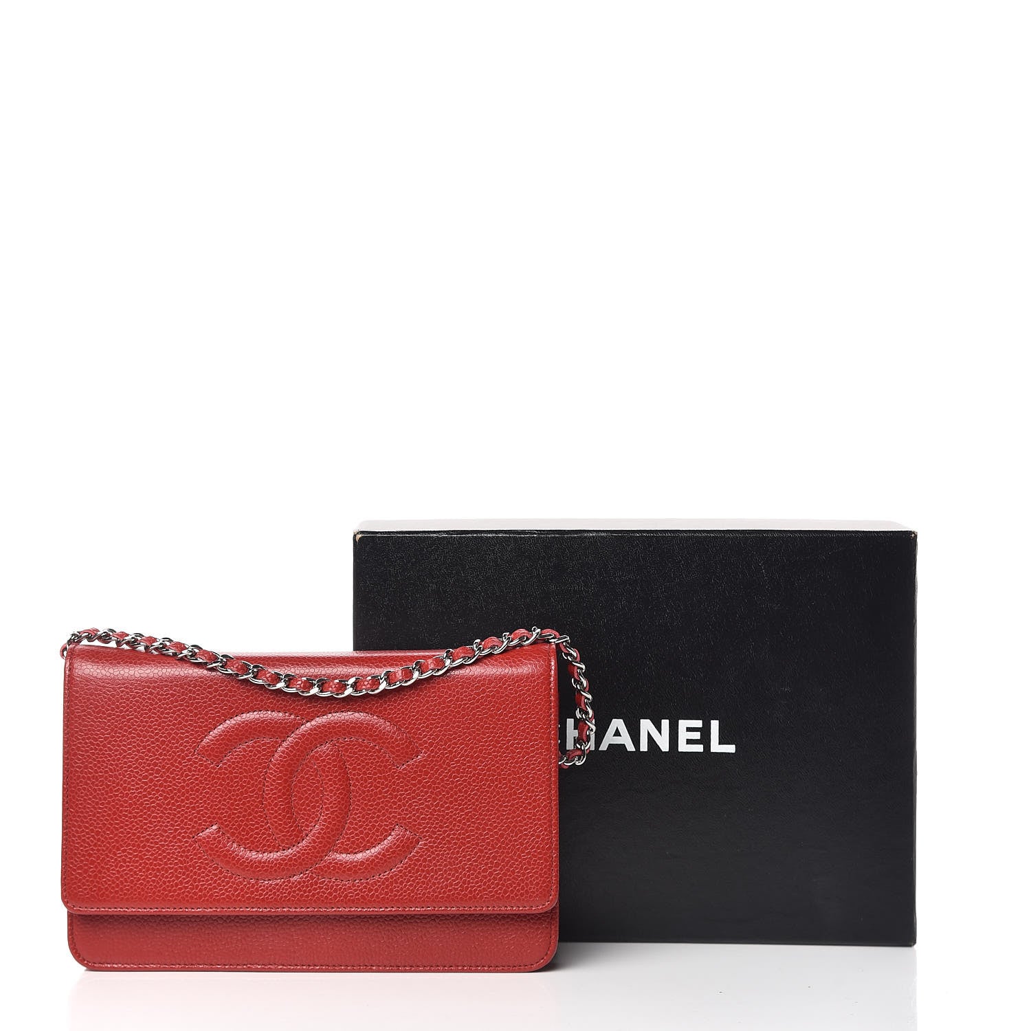 Chanel Caviar Timeless CC Wallet On Chain WOC Red 14 of 14