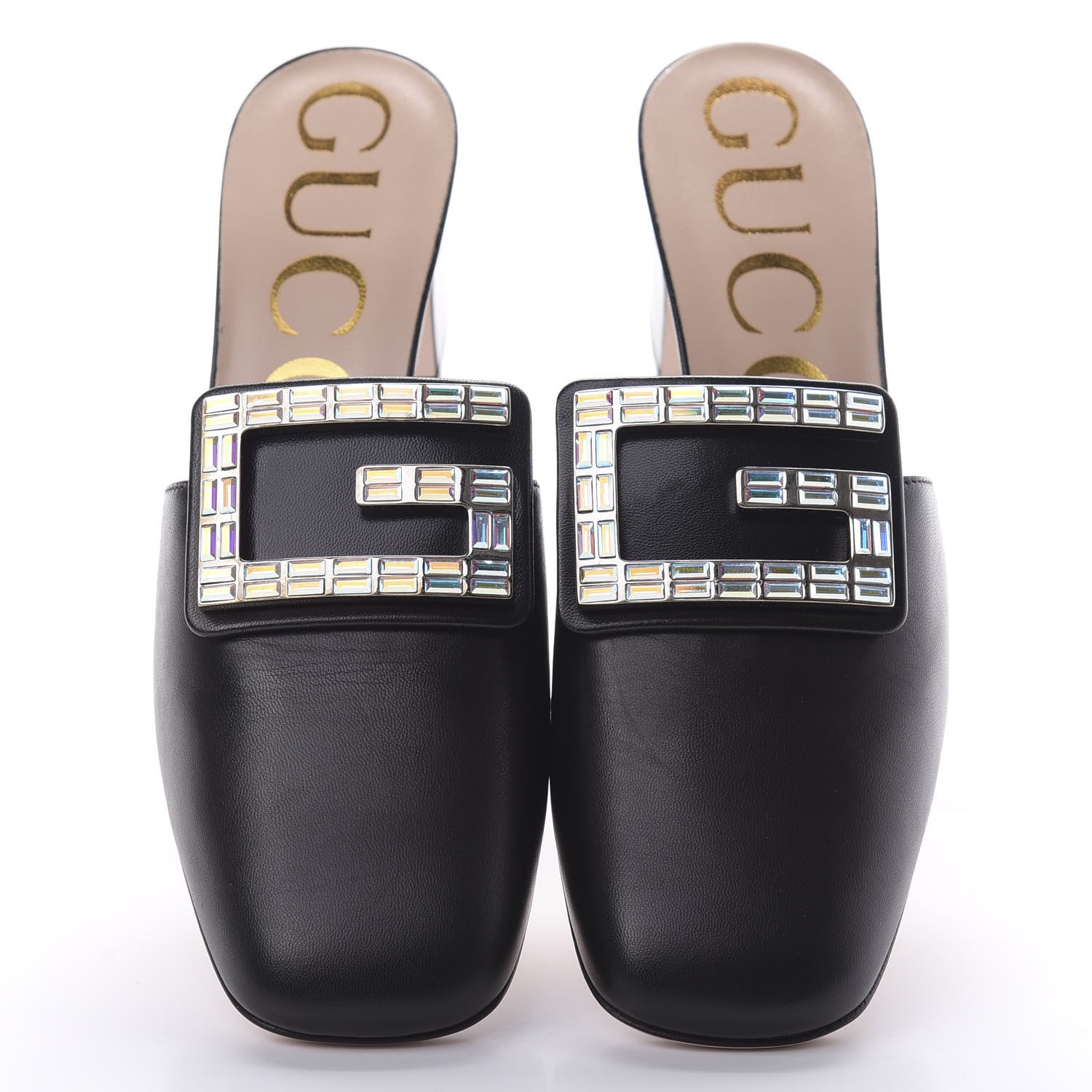 Gucci Malaga Kid Crystal Square G Madelyn Mules 36.5 Black 5 of 10