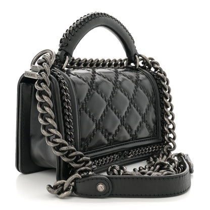 Chanel Goatskin Quilted Small Boy Top Handle Flap Black 3 of 12
