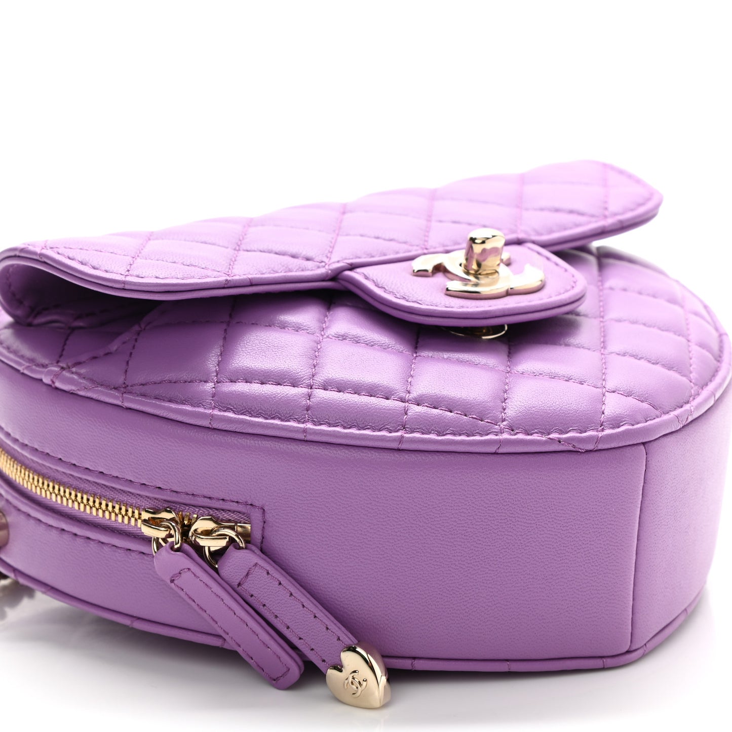 Lambskin Quilted CC In Love Heart Bag Purple