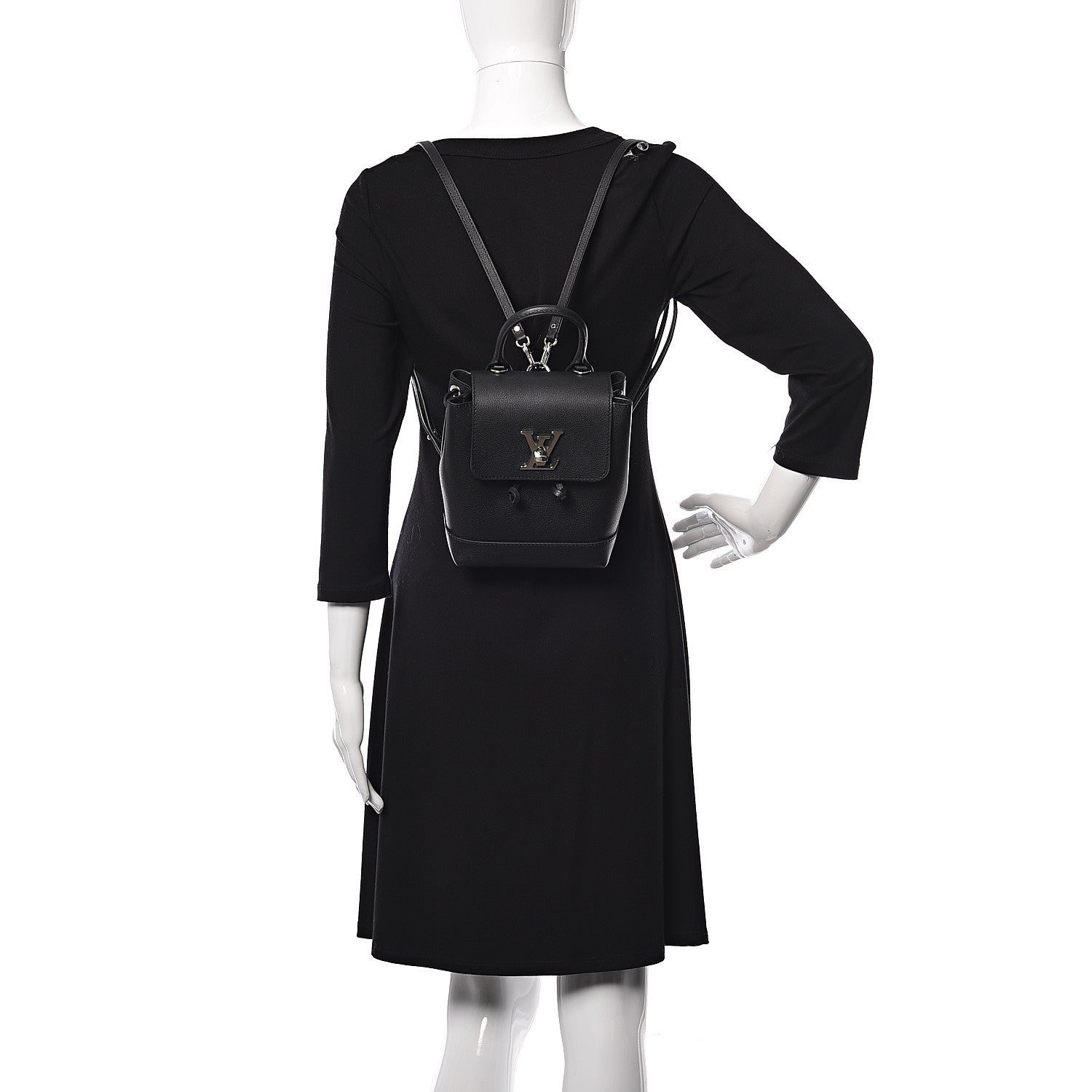 Louis Vuitton Calfskin Lockme Mini Backpack Black 2 of 15