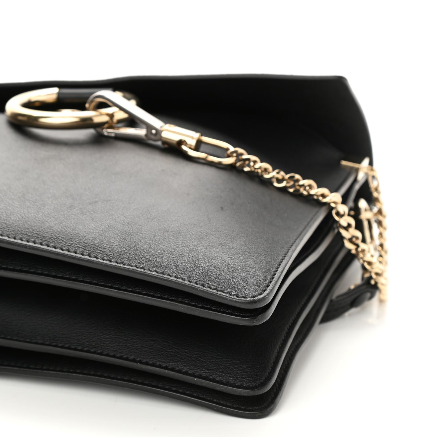 Suede Calfskin Medium Faye Shoulder Bag Black