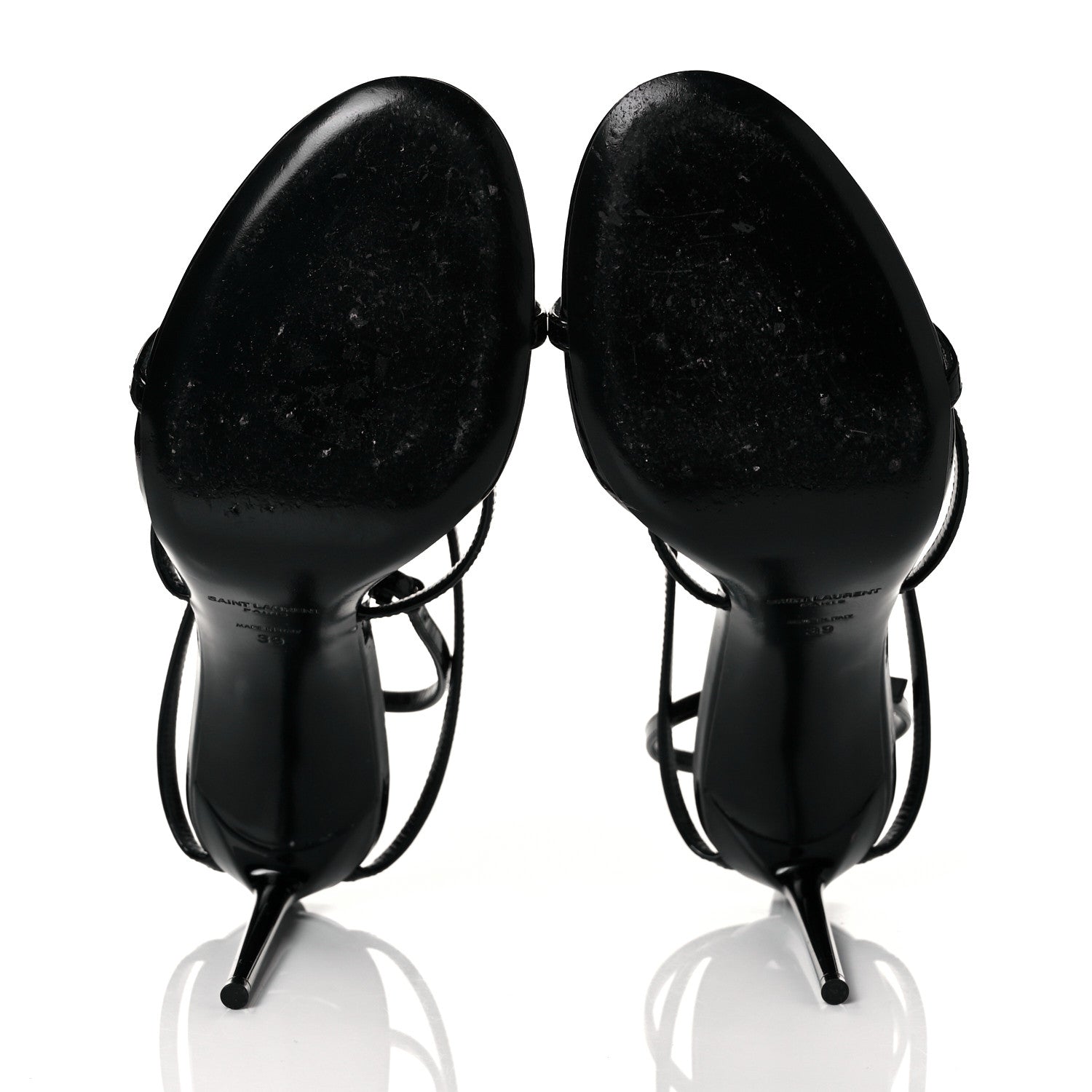 Saint Laurent Patent Calfskin Cassandra 100 Sandals 39 Black 5 of 7