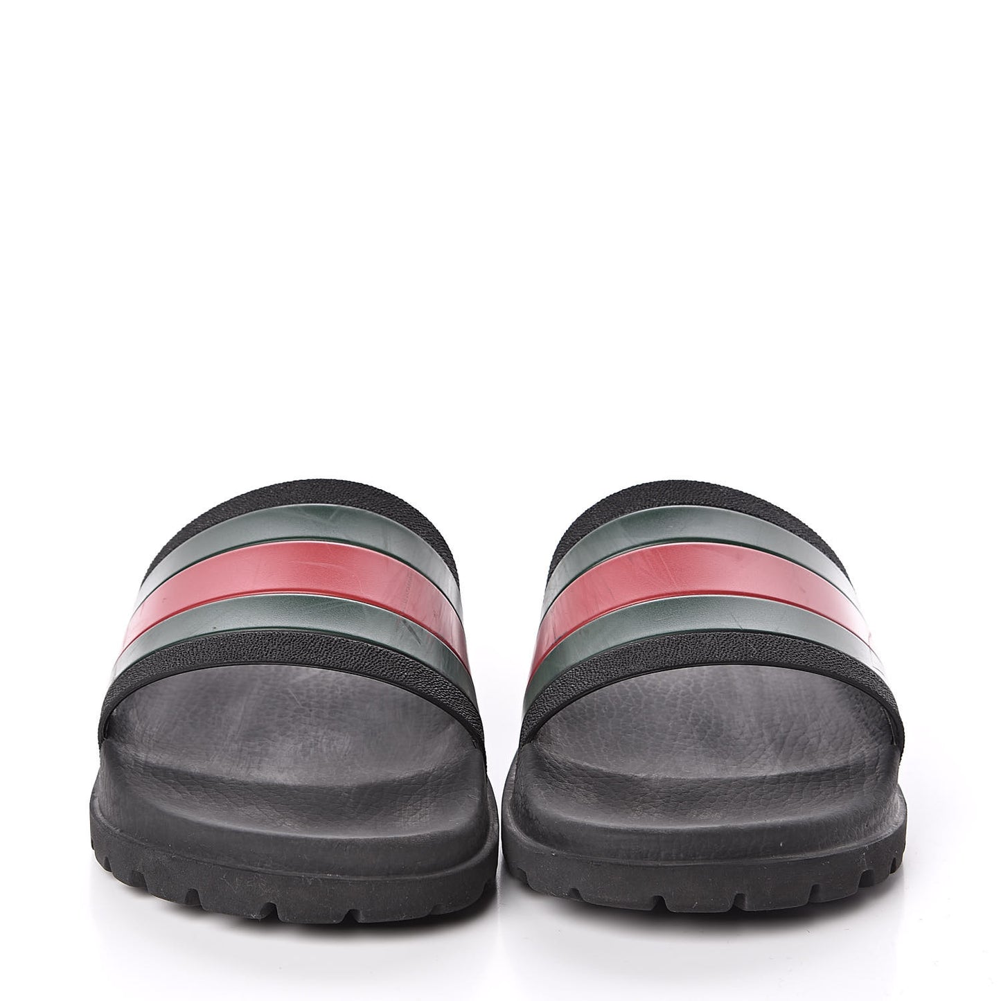 Rubber Web Mens Lug Sole Slide Sandals 9 Black Green Red