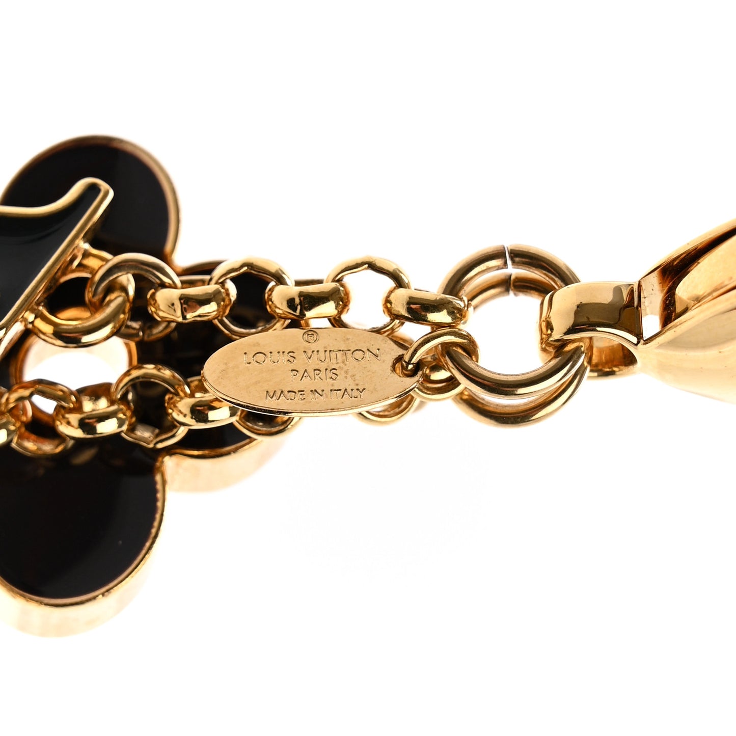 Metal Enamel Fleur De Monogram Bag Charm Dore