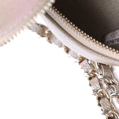 Chanel Iridescent Caviar Quilted Round Clutch With Chain Beige 9 of 11