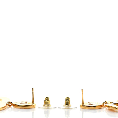Chanel Metal Large Paris Button Earrings Gold 3 of 4