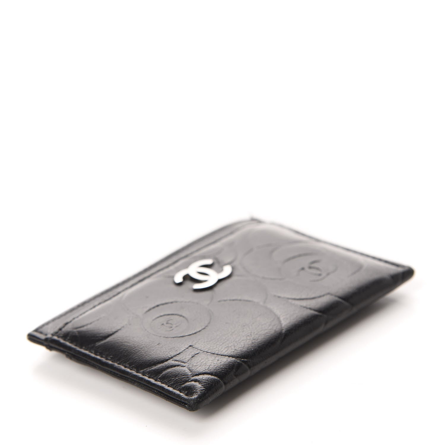 Chanel Lambskin Camellia Embossed Card Holder Black 4 of 8