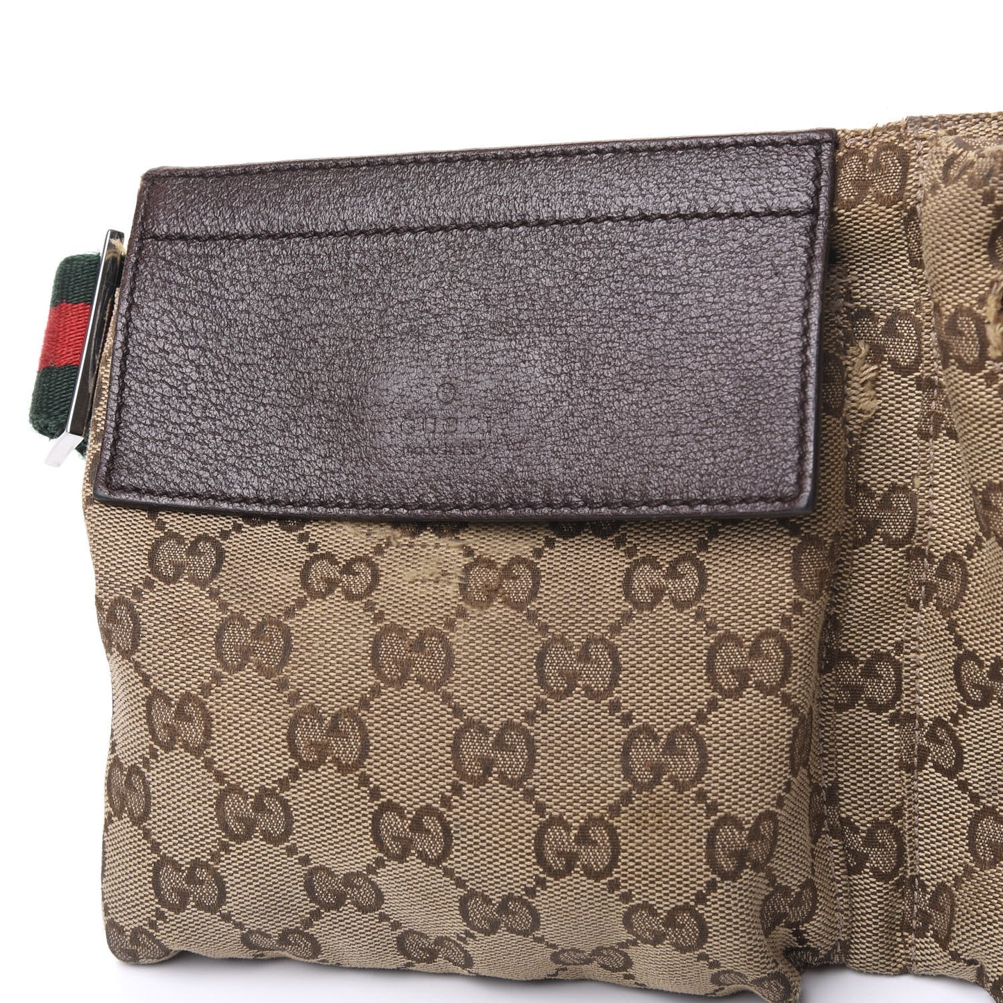 GG Monogram Double Pocket Belt Bag Dark Brown