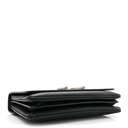 Prada Saffiano Lux Lock Flap Chain Shoulder Bag Black 4 of 15