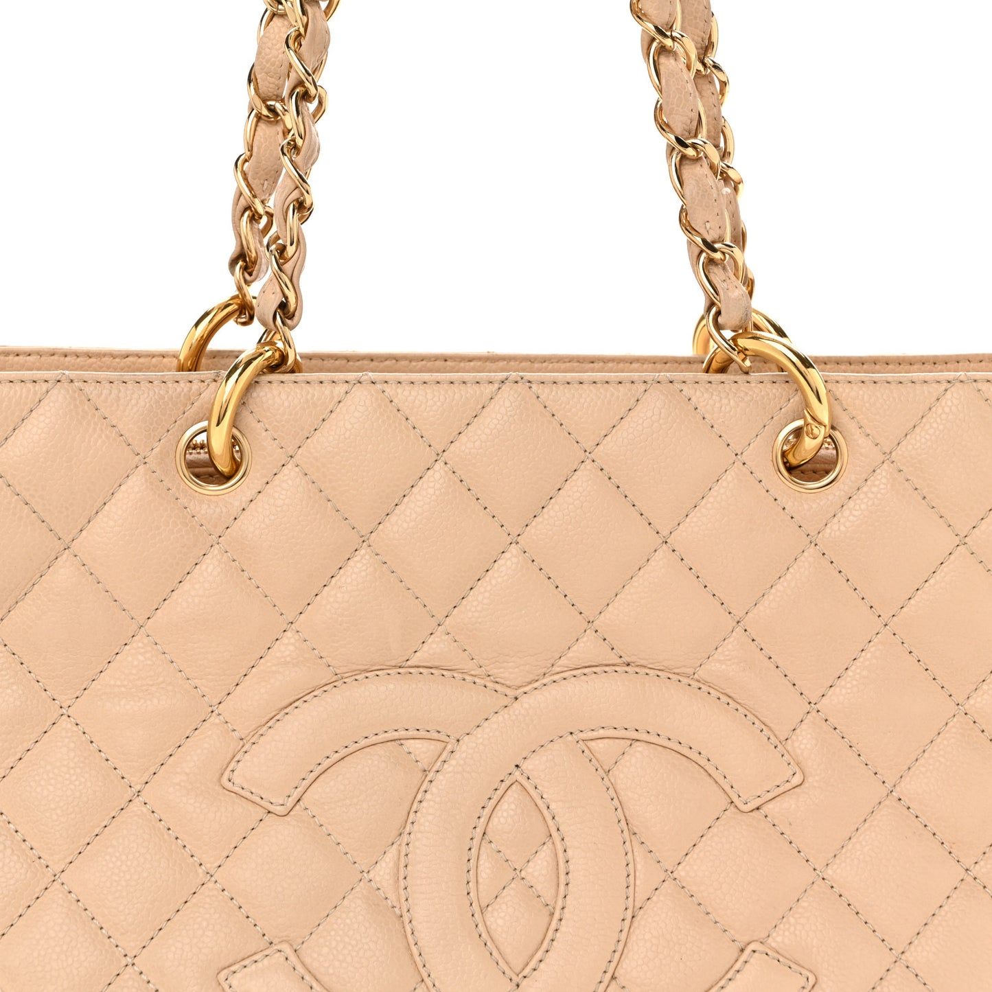 Caviar Quilted Grand Shopping Tote GST Beige Clair