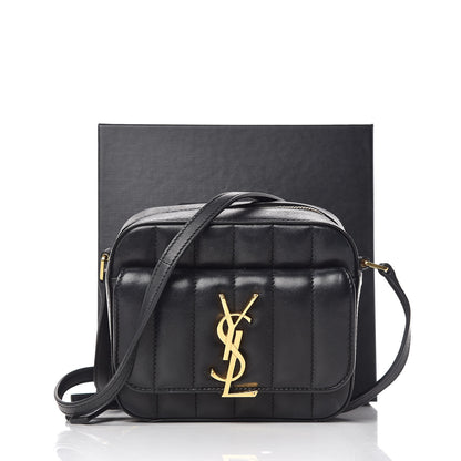 Saint Laurent Lambskin Matelasse Monogram Toy Vicky Camera Bag Black 11 of 11
