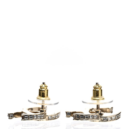 Chanel Metal Baguette Crystal CC Earrings Gold 5 of 6