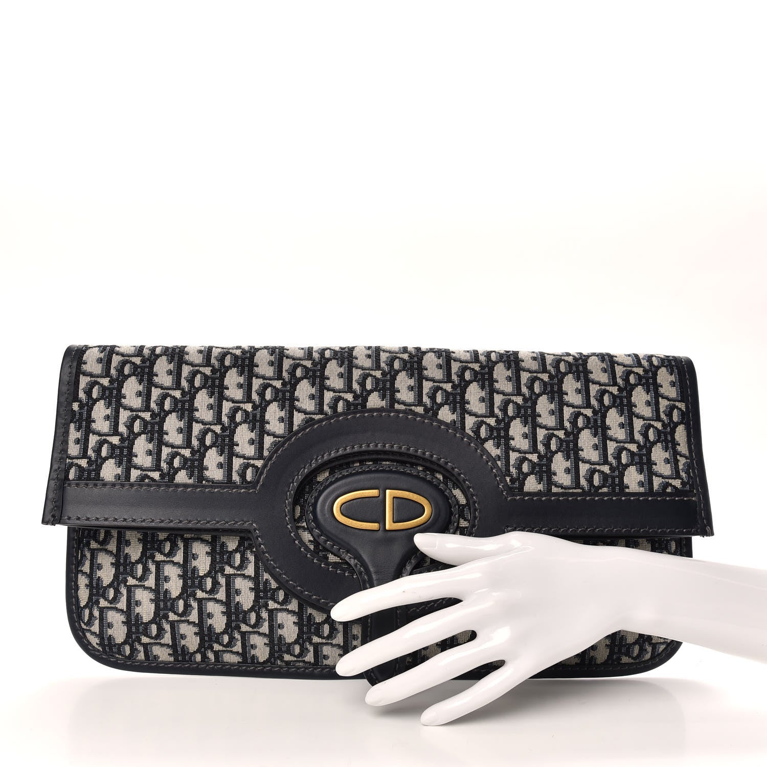 Christian Dior Oblique Fold Over Clutch Blue 1 of 6