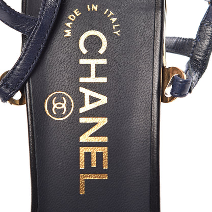 Chanel Lambskin Cap Toe CC Ankle Strap Pumps 37 Navy Black 5 of 13