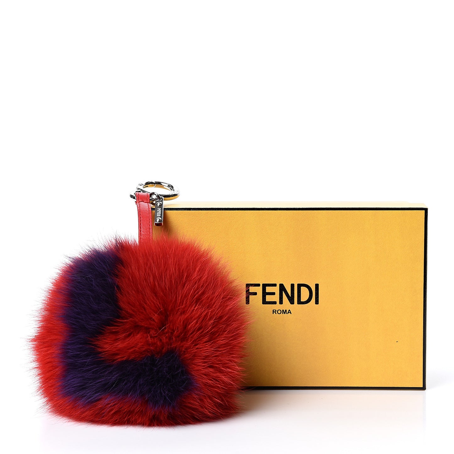 Fox Fur L ABCharm Pom Pom Bag Charm Red Blue
