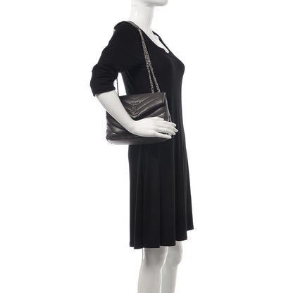 Saint Laurent Calfskin Y Quilted Monogram Small Loulou Chain Satchel Asphalt 2 of 8