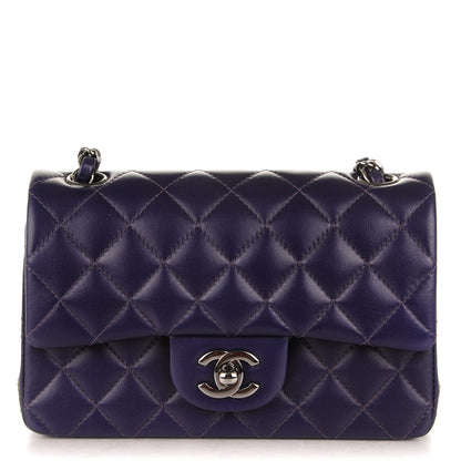 Chanel Lambskin Quilted Mini Rectangular Flap Dark Purple 1 of 7