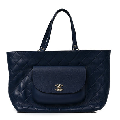 Chanel Calfskin Caviar Quilted Large Shopping Tote Blue 1 of 7