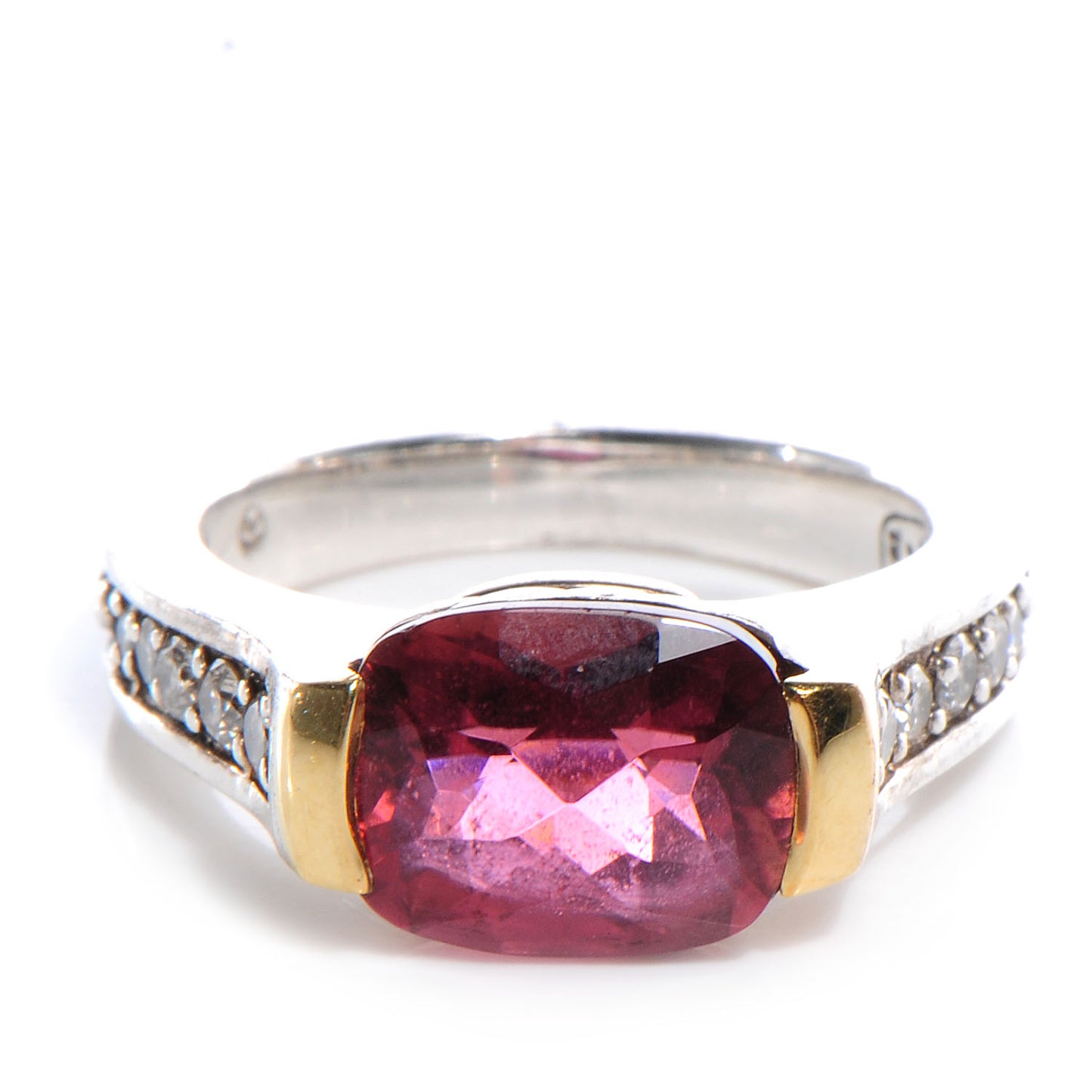Sterling Silver Diamond Tourmaline Ring 6